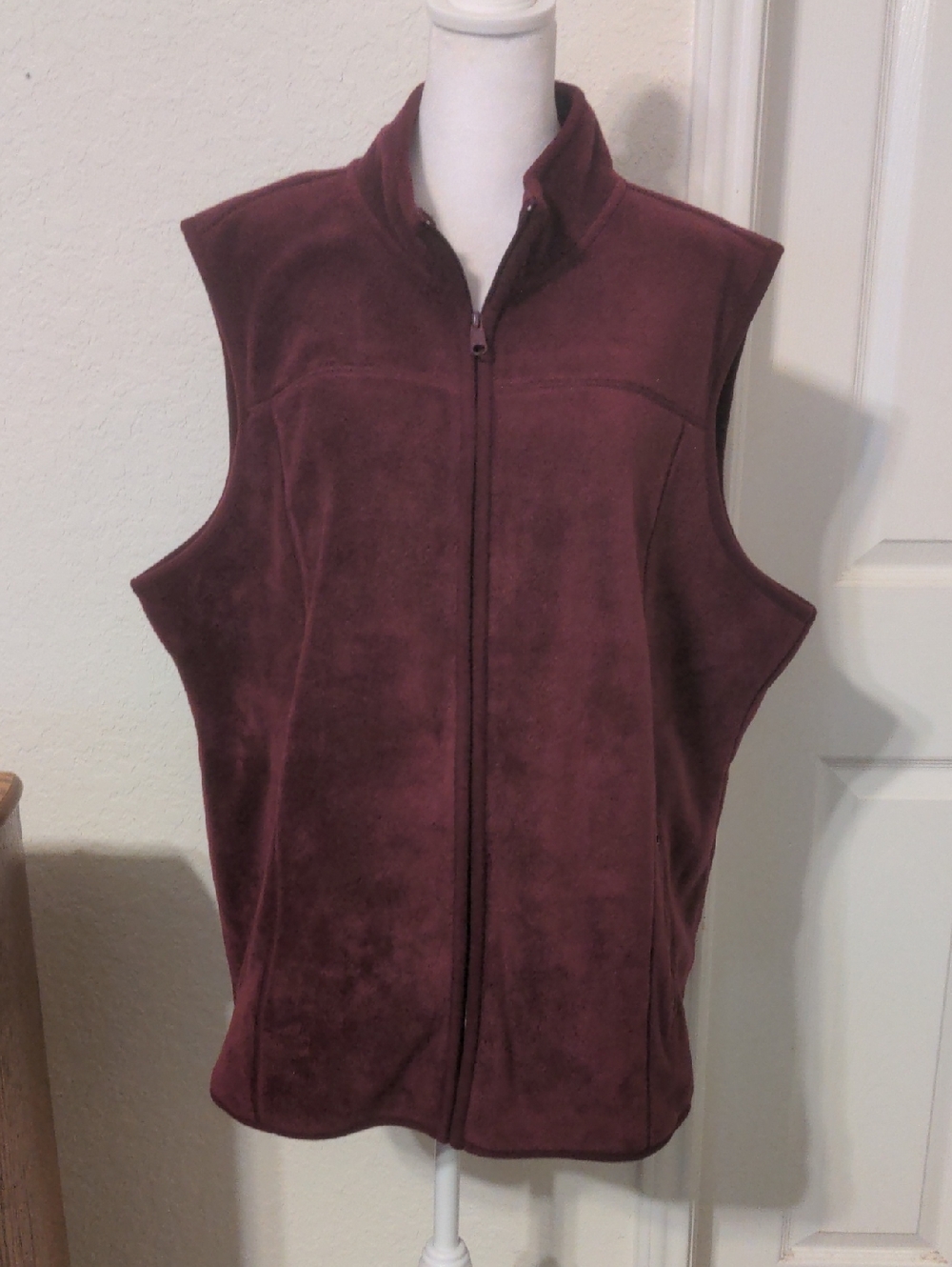 Style & Co. Zero Proof Women's Maroon Fleece Zip Up Vest Plus Size 2X NWT